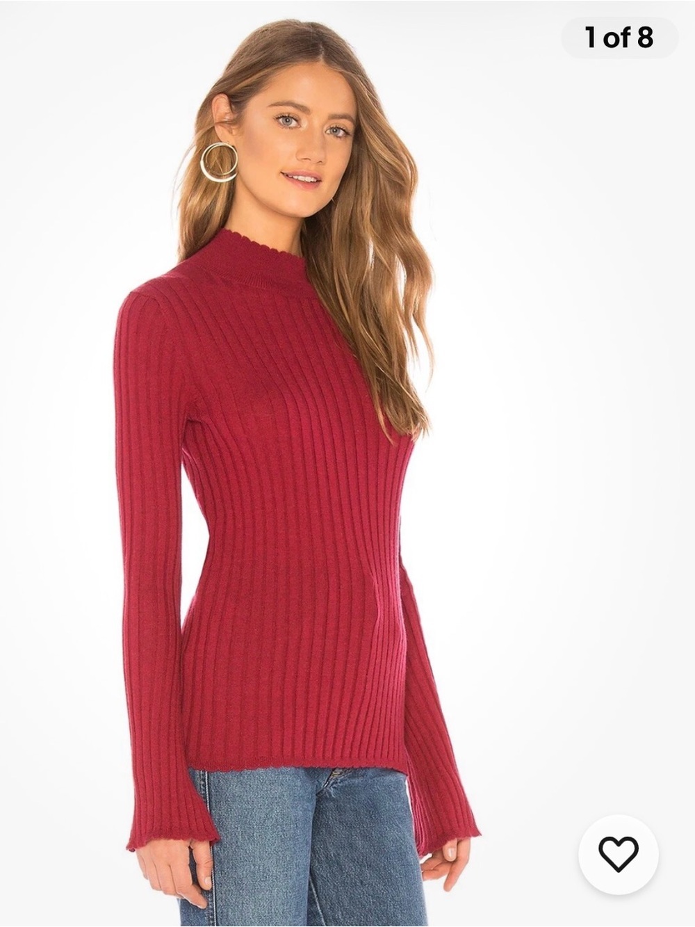 Joie Women’s Gestina Sweater Long Sleeve Rib Knit Scallop Edge Size Large NWT